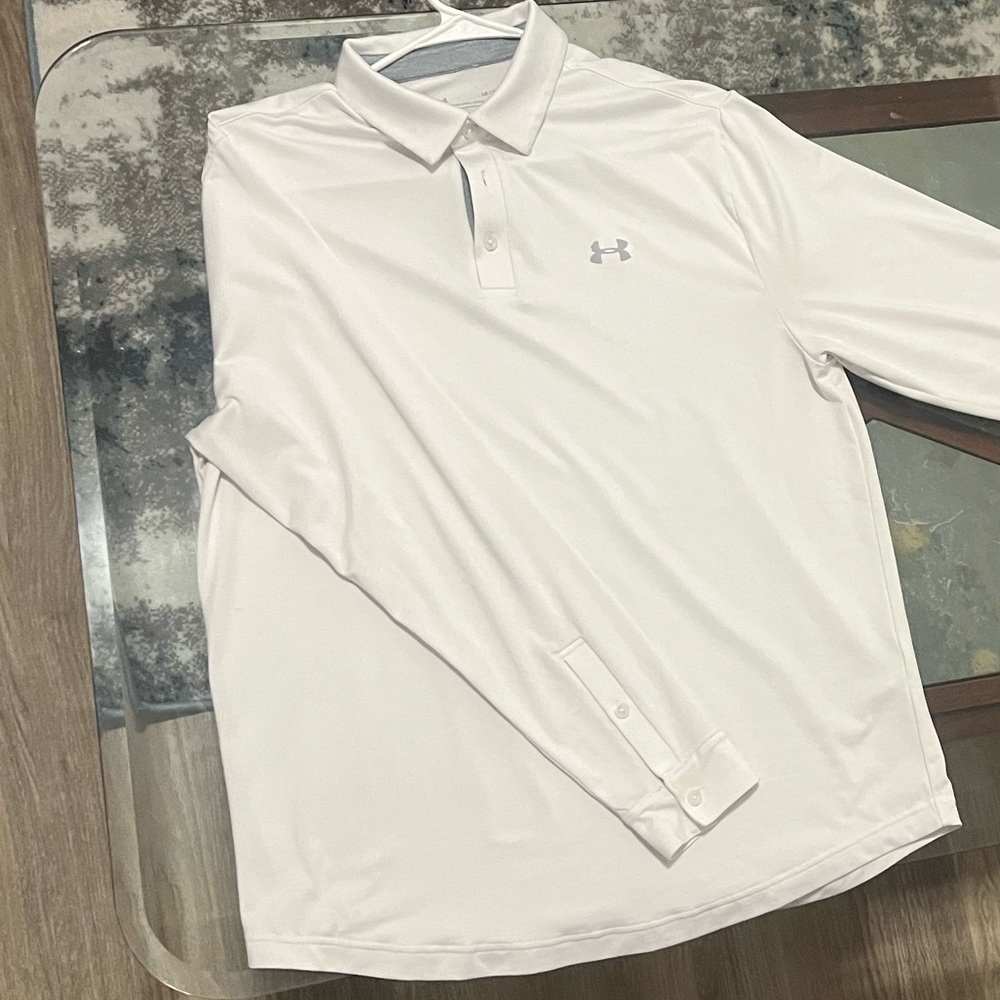 White Under Armour long sleeve polo